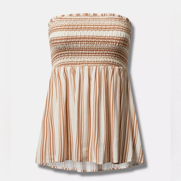 Torrid Ember Stripe Rayon Slub Smocked Tube Top Plus Size 3X NWT - Picture 8 of 9